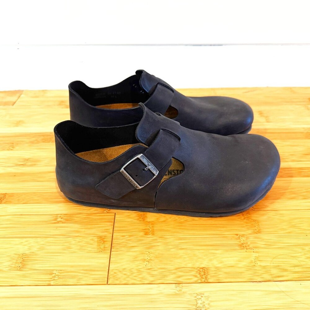 Bikenstock London, Black Oiled Leather, Size 44 (11.5 US)
